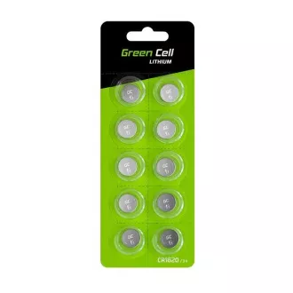 Zelena celica Blister 10x litijeva baterija CR1620 3V 70mAh gumb