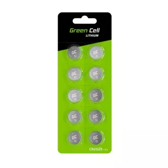 Zelena celica Blister 10x litijeva baterija CR2025 3V 160mAh gumb