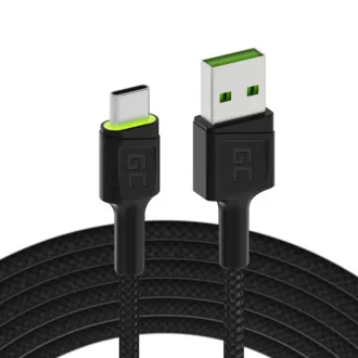Green Cell Cable Kabel Ray Kabel USB - USB-C 120 cm z zeleno osvetlitvijo LED in podporo za hitro polnjenje Ultra Charge, QC 3.0