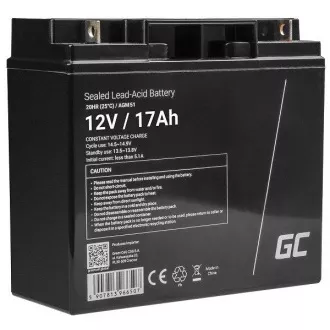 Green Cell AGM VRLA 12V 17Ah baterija brez vzdrževanja za kosilnico, skuter, čoln, invalidski voziček