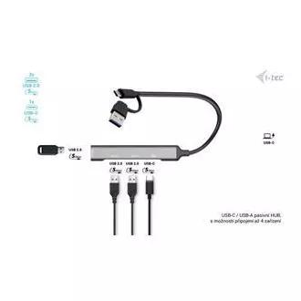 I-Tec USB-A/USB-C Metal HUB 1x USB-C 3.1   3x USB 2.0