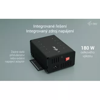 I-tec USB-C/USB-A Metal Charging Data HUB, 15 W na vrata, 10x USB-C, 180 W