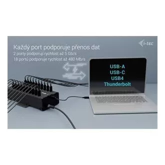 I-tec USB-C/USB-A Metal Charging Data HUB, 15W na vrata, 20x USB-C, 360W