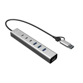 i-tec USB-C/USB-A Metal HUB s 6 vrati (3x USB-C, 3x USB-A), LAN, Power Delivery 85 W