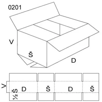 Škatla z zavihki, velikost 1, FEVCO 0201, 220 x 80 x 160 mm