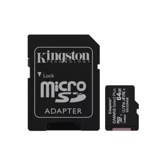 KINGSTON 64 GB microSDXC CANVAS Plus pomnilniška kartica, 100 MB/s branje, hitrostni razred UHS-I, U1, V10, A1 (64 GB)