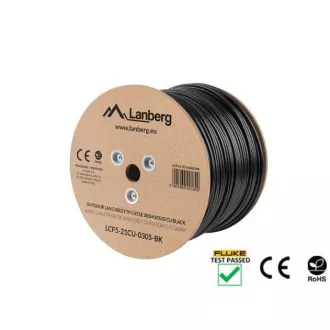 LANBERG LAN KABEL CAT.5E FTP 305M FIKSNI ZUNANJI CU ČRN FLUKE IZROČEN