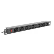 LANBERG 19" 1U 16A 2M 2X C19 8X IEC C13 VTIČNICE ČRNA C20