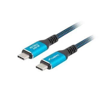 Lanberg USB-C kabel M/M 4.0, 1,5 m, 240 W, 8K, 60 Hz, črno-modri Lanberg USB-C kabel M/M 4.0, 1,5 m, 240 W, 8K, 60 Hz, črno-modri