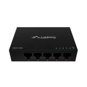 LANBERG STIKALO DSM1-1005 5X 1 GB/s, NEUPRAVLJIVO GIGABITNO ETHERNETNO STIKALO ZA NAMIZNO UPORABO, 12 V (KOVINSKO OHIŠJE)