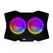 Modecom MC-CF18 RGB hladilna podloga za prenosnike do velikosti 18", 2 ventilatorja, RGB LED osvetlitev, črna