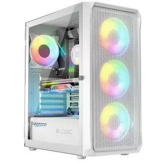 LOGIC PC ohišje Portos ARGB MIDI 1x USB 3.0, 2x USB 2.0   avdio, belo, brez napajalnika