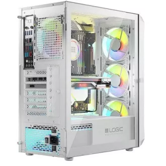 LOGIC PC ohišje Portos ARGB MIDI 1x USB 3.0, 2x USB 2.0   avdio, belo, brez napajalnika