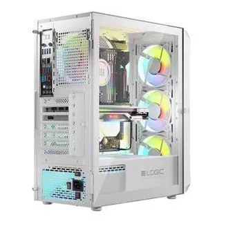 LOGIC PC ohišje Portos ARGB MIDI 1x USB 3.0, 2x USB 2.0   avdio, belo, brez napajalnika