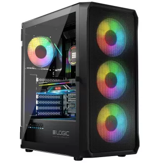 LOGIC PC ohišje Portos ARGB MIDI 1x USB 3.0, 2x USB 2.0 avdio, črno, brez napajalnika LOGIC PC ohišje Portos ARGB MIDI 1x USB 3.0, 2x USB 2.0 avdio, črno, brez napajalnika