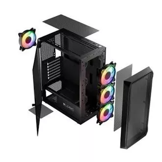 LOGIC PC ohišje Portos ARGB MIDI 1x USB 3.0, 2x USB 2.0 avdio, črno, brez napajalnika LOGIC PC ohišje Portos ARGB MIDI 1x USB 3.0, 2x USB 2.0 avdio, črno, brez napajalnika