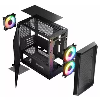 LOGIC PC ohišje Portos ARGB MINI 1x USB 3.0, 2x USB 2.0 avdio, črno, brez napajalnika LOGIC PC ohišje Portos ARGB MINI 1x USB 3.0, 2x USB 2.0 avdio, črno, brez napajalnika