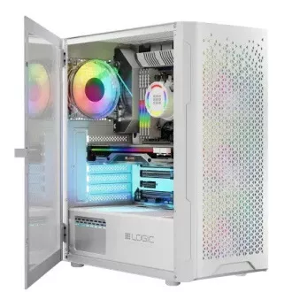 LOGIC PC ohišje Aramis ARGB MIDI 1x USB 3.0, 2x USB 2.0   avdio, belo, brez napajalnika