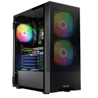 LOGIC PC ohišje Arya ARGB MIDI 1x USB 3.0, 2x USB 2.0   avdio, črno, brez napajalnika