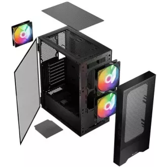 LOGIC PC ohišje Arya ARGB MIDI 1x USB 3.0, 2x USB 2.0   avdio, črno, brez napajalnika