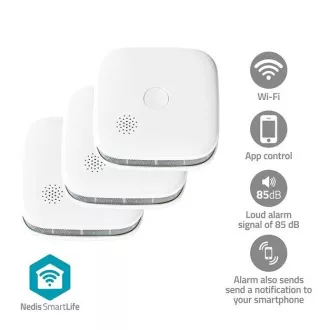 Nedis WIFIDS21WT SmartLife detektor dima| Wi-Fi | Baterijsko napajanje | Življenjska doba senzorja: 10 let | 85 dB | Bela | 1 kos