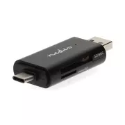 Nedis CRDRU2110BK - Čitalnik pomnilniških kartic | Dvojni čitalnik kartic USB-C™ / USB-A (USB2.0)