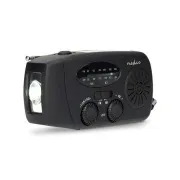 Nedis RDFMCR2000BK - Radio v sili | AM/FM | Funkcija Powerbank | Akumulatorsko napajanje / USB napajanje / Ročna ročica | Črna