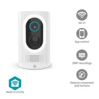 Nedis WIFICBO33WT – SmartLife zunanja kamera | Wi-Fi | reflektor | 3 MP Full HD 1296p | IP65 | senzor gibanja | bela