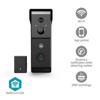 Nedis WIFICDP31BK – SmartLife video domofon | Wi-Fi | Napajanje z baterijo | 2x Full HD 1080p | IP54 | Senzor gibanja Nedis WIFICDP31BK – SmartLife video domofon | Wi-Fi | Napajanje z baterijo | 2x Full HD 1080p | IP54 | Senzor gibanja