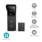 Nedis WIFICDP21BK SmartLife videozvonec | Wi-Fi | Napajanje z baterijo | 3 MP Full HD 1296p | IP54 | Senzor gibanja