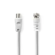 Nedis CSGL41000WT30 – Satelitski in antenni kabel | F-vtič | F-vtič | 75 ohmov | Dvojno oklopljen | 3 m | Bela