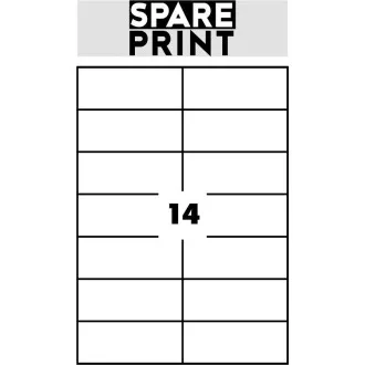 SPARE PRINT PREMIUM Samolepilne etikete bele barve, 100 listov A4 v škatli (1 list/14x etiketa 105x42,3 mm)