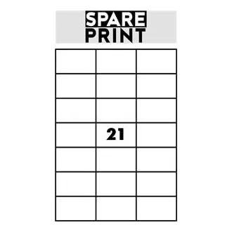SPARE PRINT PREMIUM Samolepilne etikete bele barve, 100 listov A4 v škatli (1arch/21x etiketa 70x42,3mm)