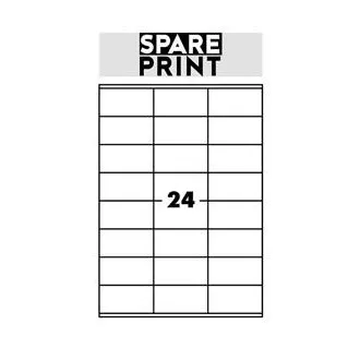 SPARE PRINT PREMIUM Samolepilne etikete bele barve, 100 listov A4 v škatli (1arch/24x etiketa 70x36mm)