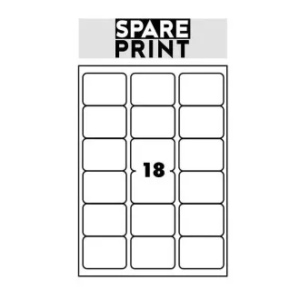 SPARE PRINT PREMIUM Samolepilne etikete bele barve, 100 listov A4 v škatli (1 list/18x etiketa 68x47mm) SPARE PRINT PREMIUM Samolepilne etikete bele barve, 100 listov A4 v škatli (1 list/18x etiketa 68x47mm)