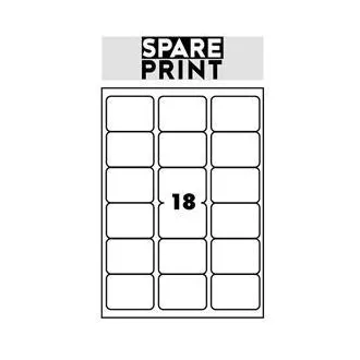 SPARE PRINT PREMIUM Samolepilne etikete bele barve, 100 listov A4 v škatli (1 list/18x etiketa 68x47mm) SPARE PRINT PREMIUM Samolepilne etikete bele barve, 100 listov A4 v škatli (1 list/18x etiketa 68x47mm)