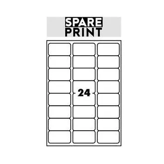 SPARE PRINT PREMIUM Samolepilne etikete bele barve, 100 listov A4 v škatli (1arch/24x etiketa 68x36mm)