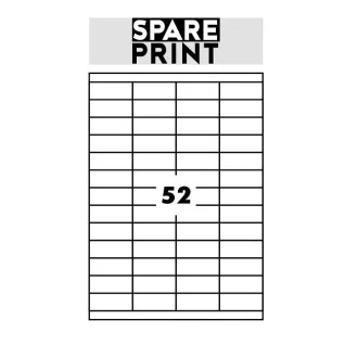 SPARE PRINT PREMIUM Samolepilne etikete bele barve, 100 listov A4 v škatli (1arch/52x etiketa 52,5x21,2 mm)