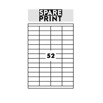 SPARE PRINT PREMIUM Samolepilne etikete bele barve, 100 listov A4 v škatli (1arch/52x etiketa 52,5x21,2 mm)