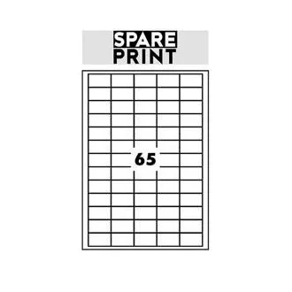 SPARE PRINT PREMIUM Samolepilne etikete bele barve, 100 listov A4 v škatli (1arch/65x etiketa 38x21mm)