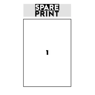 SPARE PRINT PREMIUM Samolepilne etikete bele barve, 100 listov A4 v škatli (1 list/1x etiketa 210x297mm)