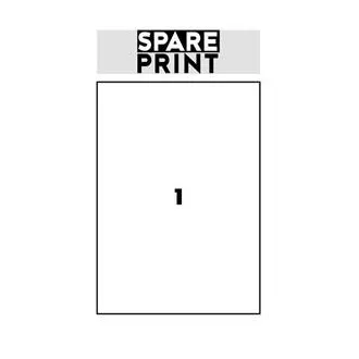 SPARE PRINT PREMIUM Samolepilne etikete bele barve, 100 listov A4 v škatli (1 list/1x etiketa 210x297mm)