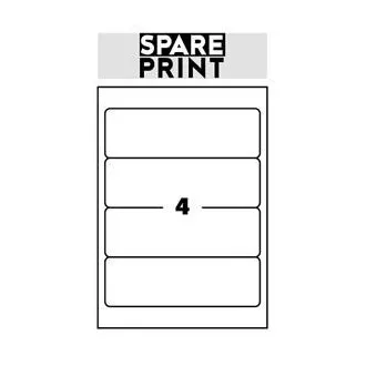 SPARE PRINT PREMIUM Samolepilne etikete bele barve, 100 listov A4 v škatli (1 list/4x etiketa 192x61mm)