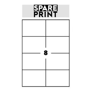 SPARE PRINT PREMIUM Samolepilne etikete bele barve, 100 listov A4 v škatli (1arch/8x etiketa 105x74mm)