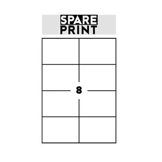 SPARE PRINT PREMIUM Samolepilne etikete bele barve, 100 listov A4 v škatli (1arch/8x etiketa 105x74mm)