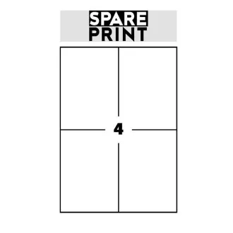 SPARE PRINT PREMIUM Samolepilne etikete bele barve, 100 listov A4 v škatli (1 list/4x etiketa 105x148mm) SPARE PRINT PREMIUM Samolepilne etikete bele barve, 100 listov A4 v škatli (1 list/4x etiketa 105x148mm)
