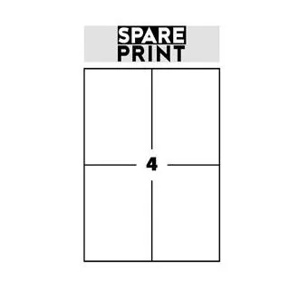 SPARE PRINT PREMIUM Samolepilne etikete bele barve, 100 listov A4 v škatli (1 list/4x etiketa 105x148mm) SPARE PRINT PREMIUM Samolepilne etikete bele barve, 100 listov A4 v škatli (1 list/4x etiketa 105x148mm)
