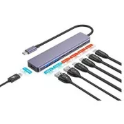 PLATINET HUB 7V1 10GBS USB-C DO 4X USB-C 3.2 GEN2   2X USB-A 3.2 GEN1   1X USB-C PD 100W ALU