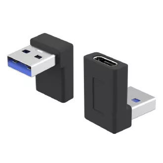 PremiumCord ukrivljen 90° adapter USB-C ženski - USB-C moški 40Gbps aluminij