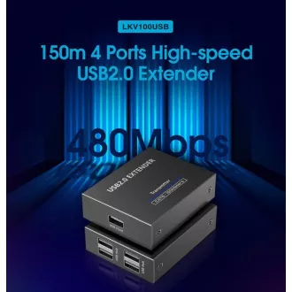 PremiumCord 4-portni podaljšek USB 2.0 prek Cat5/Cat5e/Cat6 do 150 m